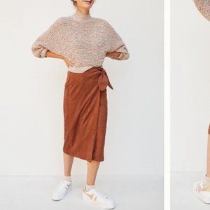 Anthropologie Lauren Suede Wrap Skirt
